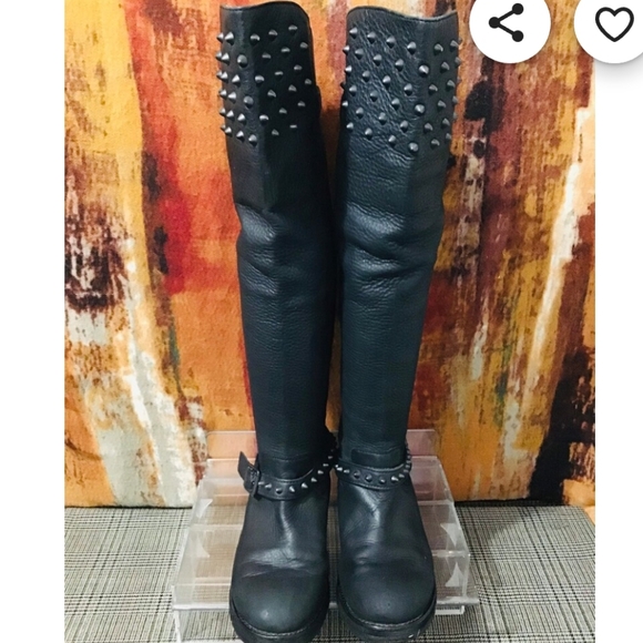 ASH Remix Genuine Leather Knee-High Boots with Metal Studs💀 - Picture 15 of 15